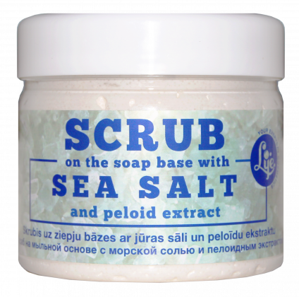 Exfoliating scrub on the soap base with sea salt and peloid extract